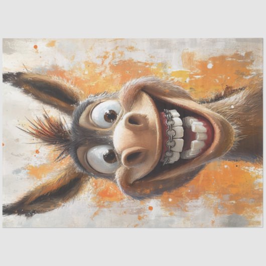 Decoupage Funny Expressive Happy Donkey Tissuepapier (Voorkant)