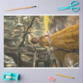 Decoupage  Gele Auto Mooie Vrouw Tissuepapier (Craft)