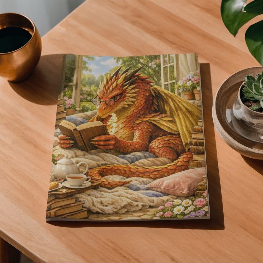 Decoupage Gezellige Lezende Draak Tissuepapier