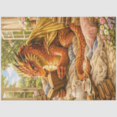 Decoupage Gezellige Lezende Draak Tissuepapier (Voorkant)