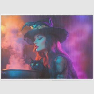 Decoupage Goede Heks Koken Brouw Gekleurde Rook Tissuepapier