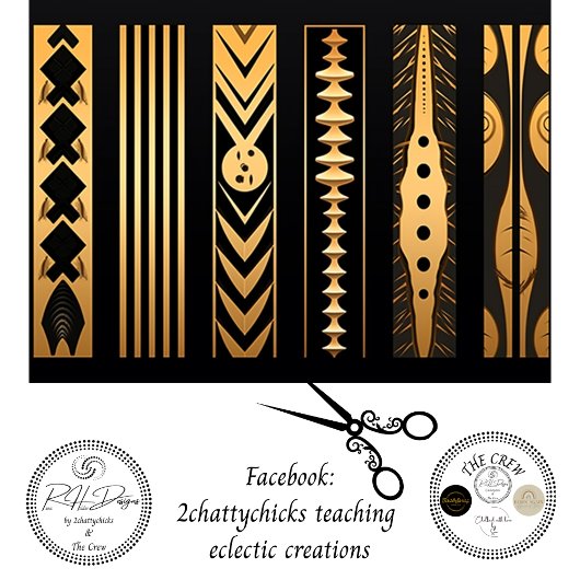 Decoupage Gold Black Ornamental Patterns Inlay  Tissuepapier