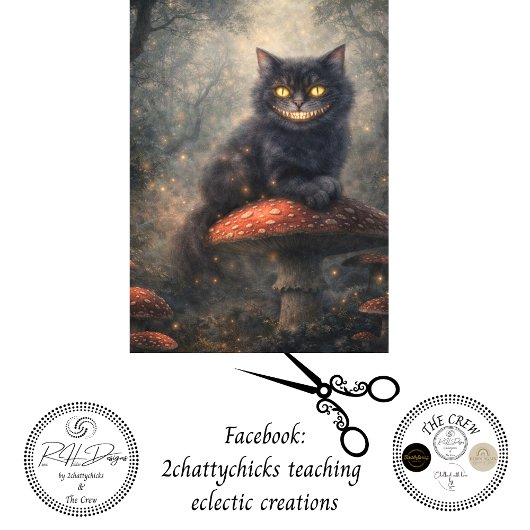 Decoupage Gothic Enchanted Forest Inspired Cat  Tissuepapier
