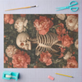 Decoupage Gothic Grace Skeleton Peach Cream Flower Tissuepapier (Craft)