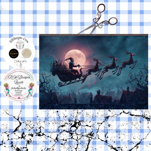 Decoupage Gothic Santa Midnight Sleigh Ride Tissuepapier