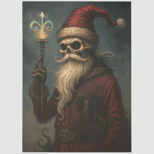 Decoupage Gothic Skeletal Santa Tissuepapier (Voorkant)