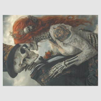 Decoupage Gothic Skeleton Couple Voorstel Tissuepapier