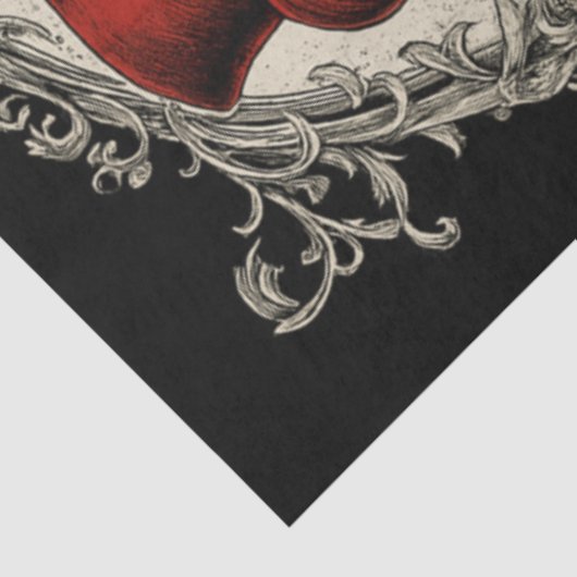 Decoupage Gothic Skeleton Wedding In Red Black Tissuepapier (Detail)