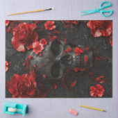 Decoupage Gothic Zwart Marmer Skelet Rood Rozen Tissuepapier (Craft)
