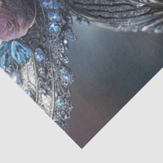 Decoupage Gotische Luxe Schedel gekroond in Bloom Tissuepapier (Detail)