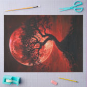 Decoupage Gotische Rode Maan Zwarte Boom Crimson H Tissuepapier (Craft)
