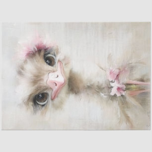 Decoupage gracieuze witte sierlijke struisvogel ro tissuepapier