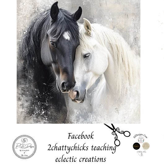 Decoupage grillig Abstract zwart wit paard Tissuepapier