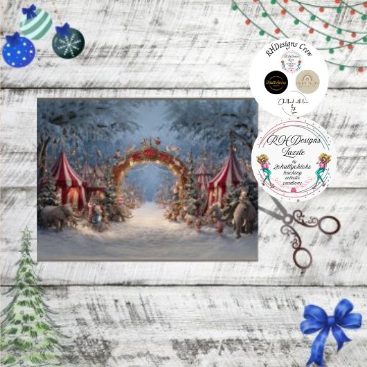 Decoupage grillig kerstcircus tissuepapier