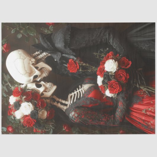 Decoupage grillige bruiloft zwart & rood tissuepapier (Voorkant)