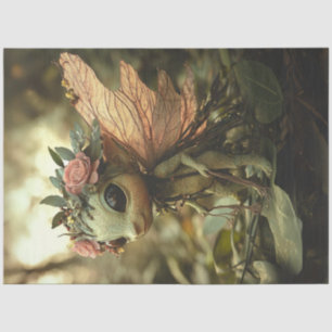 Decoupage grillige fee groene schepsel vleugels tissuepapier