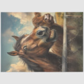 Decoupage grillige foto grappig gezicht paard tissuepapier (Voorkant)