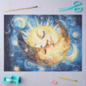 Decoupage grillige halve maan omringende zon tissuepapier (Craft)