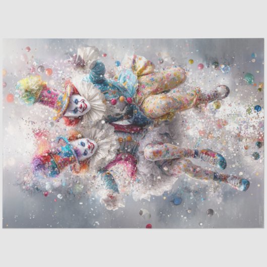 Decoupage grillige Jester Circus Clowns Tissuepapier (Voorkant)