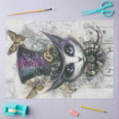 Decoupage grillige kat Top Hat Purples Tissuepapier (Craft)