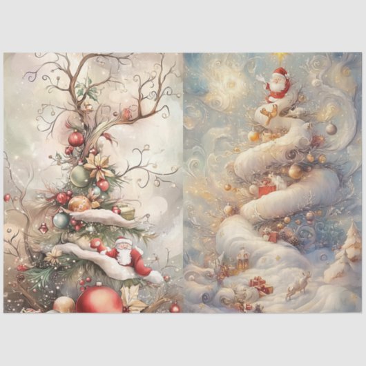 Decoupage grillige kerstboom 2 per vel tissuepapier (Voorkant)
