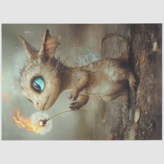 Decoupage grillige magische Mini Dragon schepsel Tissuepapier (Voorkant)