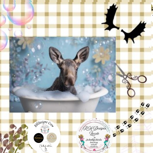 Decoupage grillige Moose Bubble Bad Tissuepapier