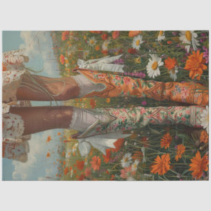 Decoupage grillige ongeëvenaarde cowboylaars voor tissuepapier