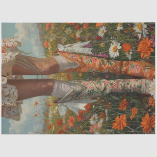 Decoupage grillige ongeëvenaarde cowboylaars voor tissuepapier (Voorkant)