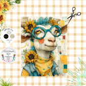 Decoupage grillige patchwork geit Zonnebloemen Tissuepapier