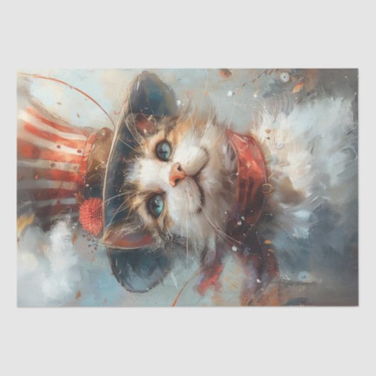 Decoupage grillige patriottische pootjes de kat tissuepapier (Voorkant)
