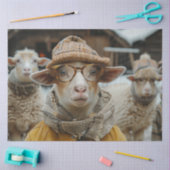 Decoupage grillige schapen winterkleding & bril tissuepapier (Craft)