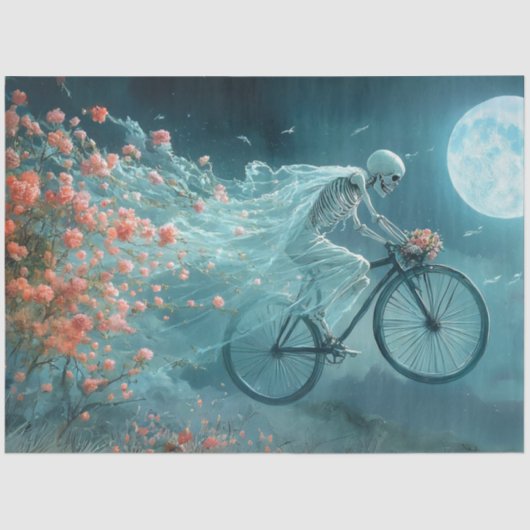 Decoupage grillige skelet bruiloft fietstocht tissuepapier (Voorkant)