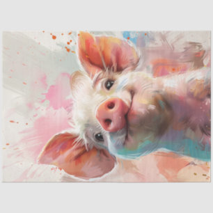 Decoupage grillige varken in een bloemenwonderland tissuepapier