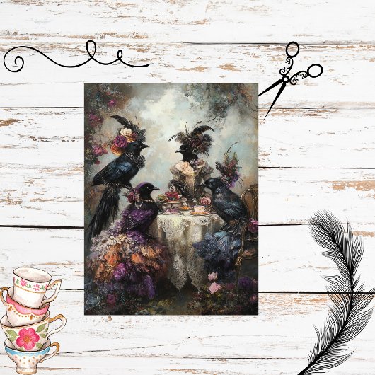 Decoupage grillige Victoriaans Dressed Crows Party Tissuepapier