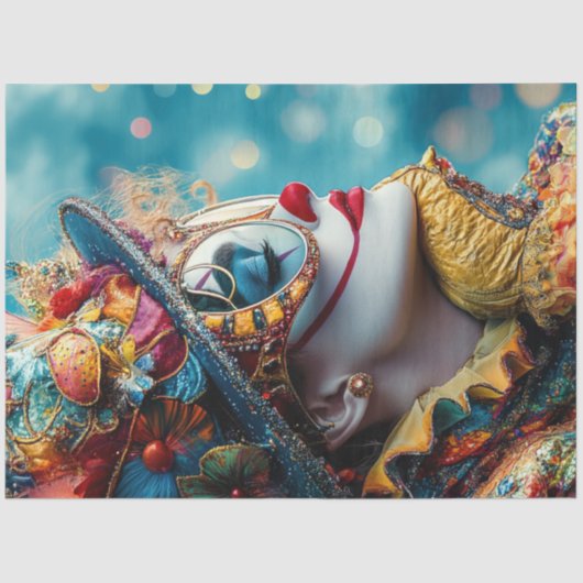 Decoupage grillige vrouw circus kostuum ontwerp tissuepapier (Voorkant)