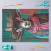 Decoupage grillige Western geklede geit Tissuepapier (Craft)