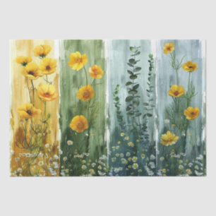 Decoupage Groen Geel Blauw Kleuren van Bloemen Tissuepapier