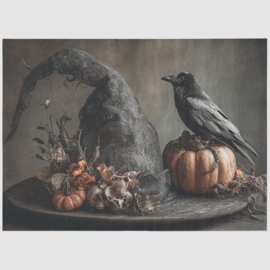 Decoupage Halloween Crow op Heksen Pet Tissuepapier (Voorkant)