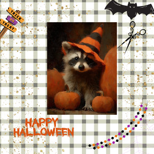 Decoupage Halloween Pumpkin Patch Racoon Spellcast Tissuepapier
