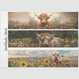 Decoupage Handsaw Design, Cow, Truck, Sunflower Tissuepapier