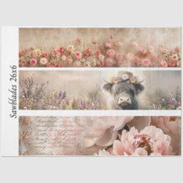Decoupage Handsaw Design Rose, Peony, Cow Tissuepapier