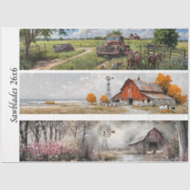 Decoupage Handsaw Rustic Barn, Vintage Truck Tissuepapier