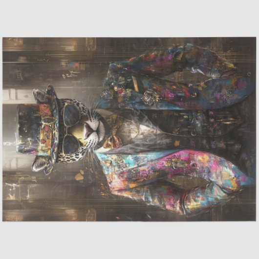 Decoupage Handsome Leopard Mode Show Tissuepapier (Voorkant)