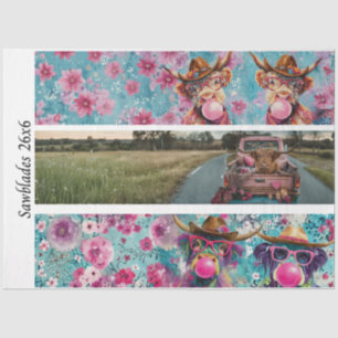 Decoupage Highland Bubble Gum Truck Handzaag Tissuepapier