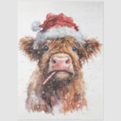 Decoupage Highland Calf Santa Hat Candy Cane Snow  Tissuepapier (Voorkant)