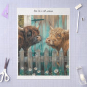 Decoupage Highland Calves Rustic Barn 16x20 Canvas Tissuepapier (Craft)