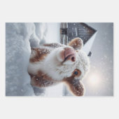 Decoupage Highland Calves Winter Scene  Inpakpapier Vel (Voorkant 2)