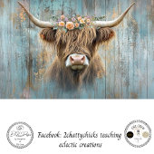 Decoupage Highland Cow Blue Distressed Background Tissuepapier