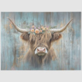 Decoupage Highland Cow Blue Distressed Background Tissuepapier (Voorkant)